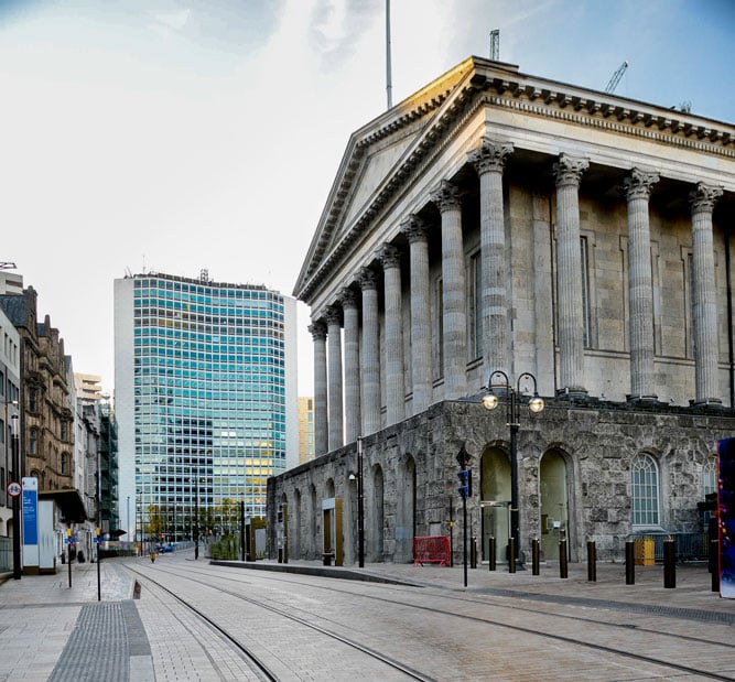 Unused tram tracks in Birmingham city centre