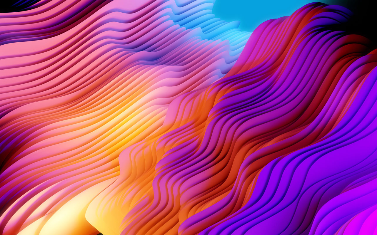 Colourful layered abstract shapes composition