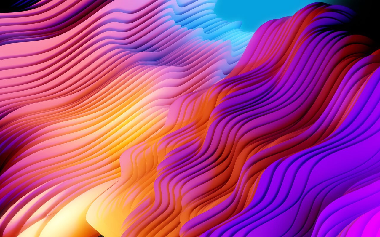 Colourful layered abstract shapes composition.